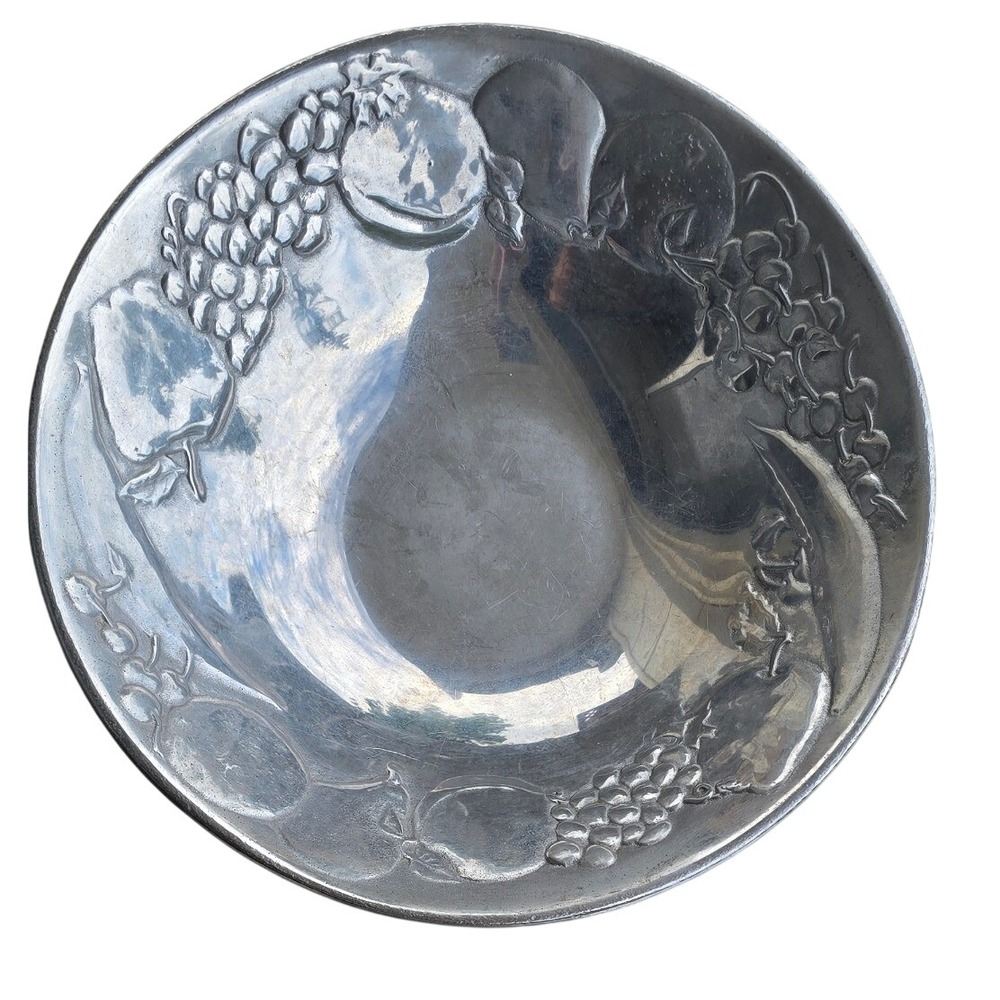 Wilton Armetale Fruit Harvest Large Round Serving Bowl Pewter RWP 13" DECOR